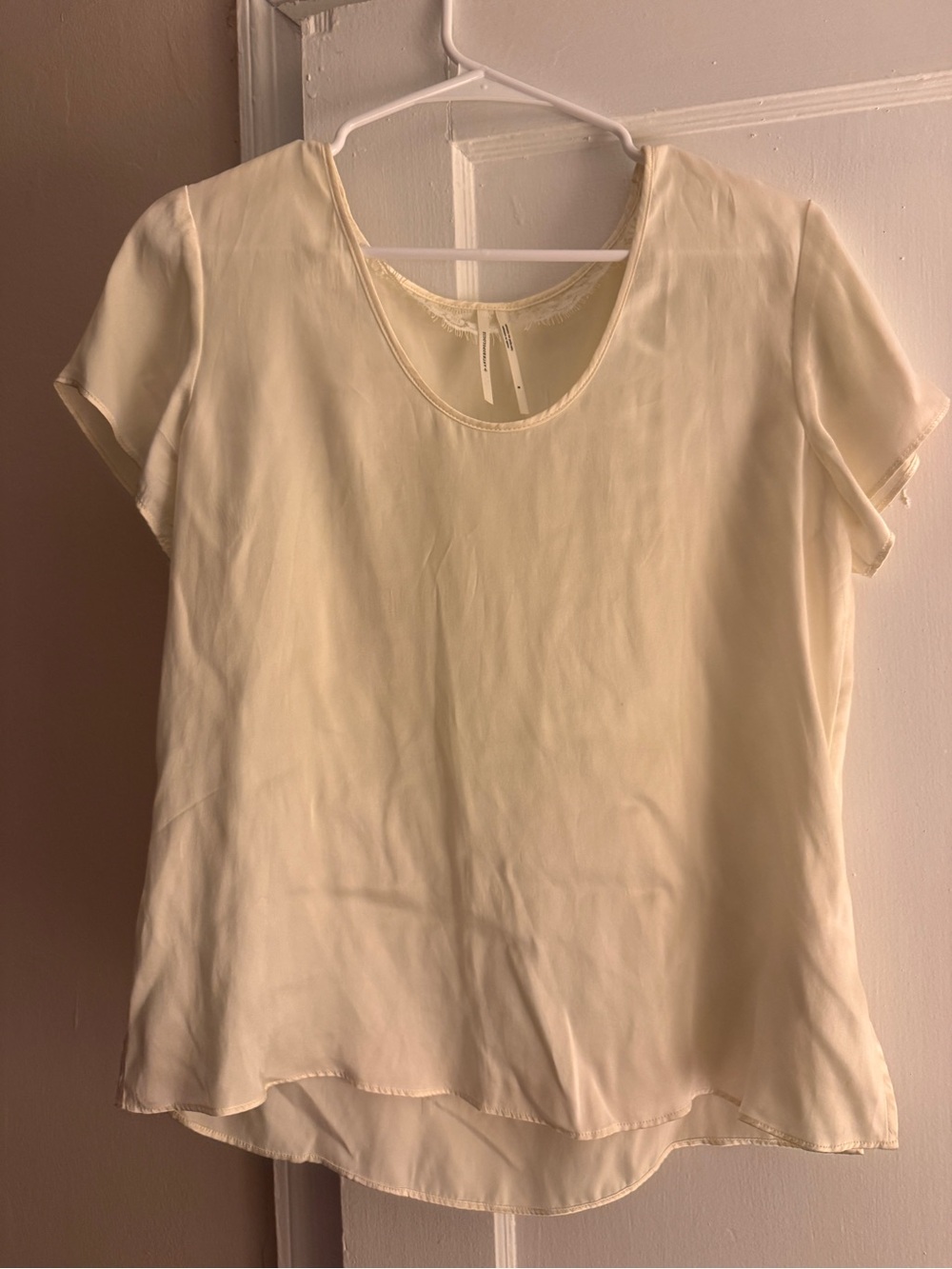 Anthropologie Cream Silk Top